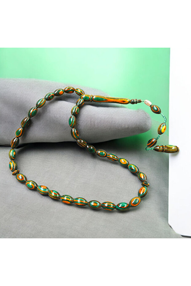 Kafur Ağacı Arpa Kesim Master Signed Model Prayer Beads (Contains Leather Pieces with a Special Wooden Box)