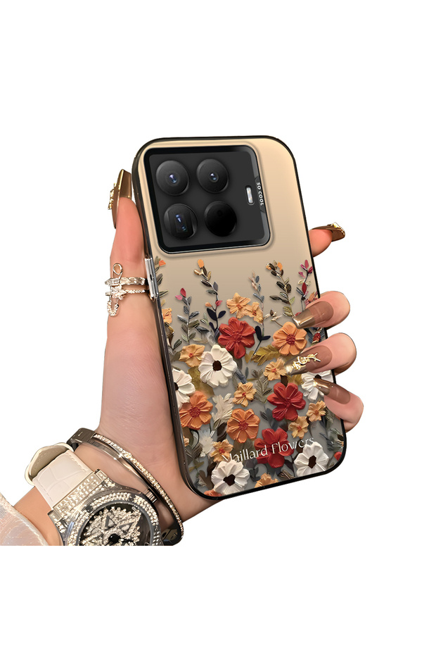 Mi 15t Pro Compatible Hard Acrylic Back Silicone Edge Lens Protection Case Beautiful Flower
