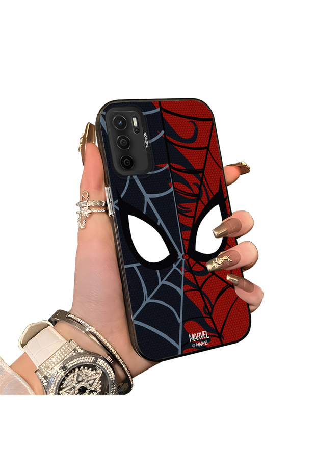 Oppo A16/A16S Compatible Hard Acrylic Back Silicone Edge Lens Protection Case Spiderman
