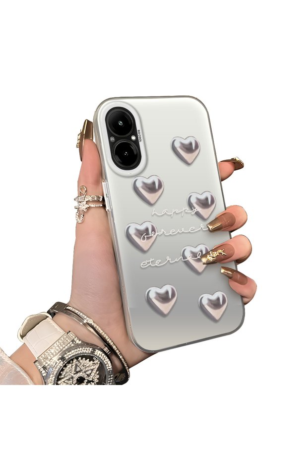 For Realme C67 4g Compatible Hard Acrylic Back Silicone Edge Lens Protection Case Beautiful Pattern