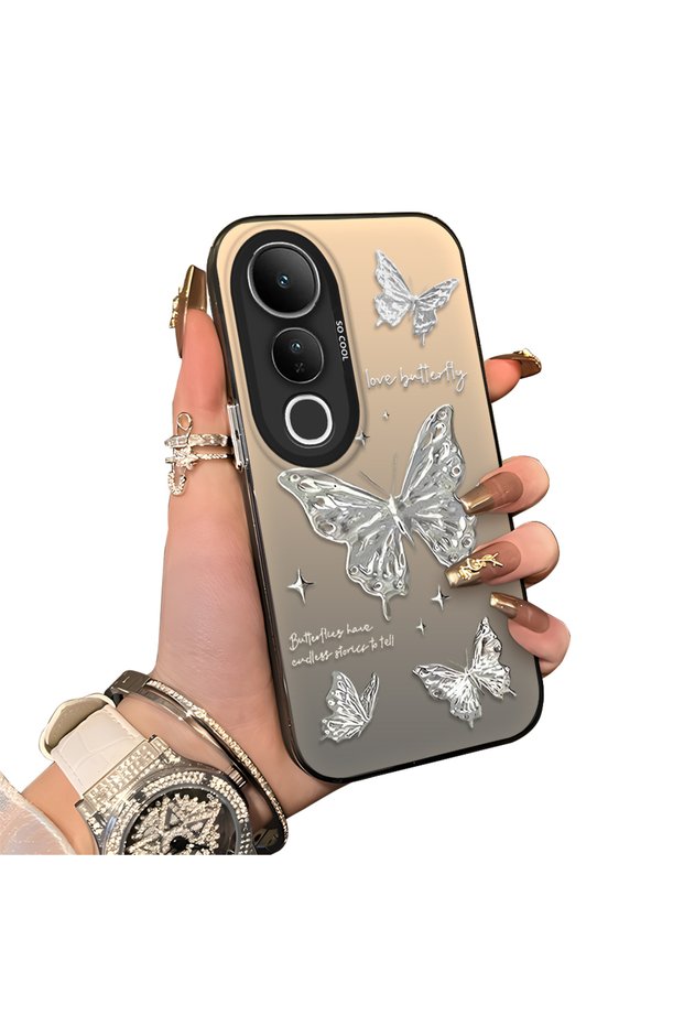 For Vivo V50 Lite 4G/5G Compatible Hard Acrylic Back Silicone Edge Lens Protection Case Beautiful Pattern