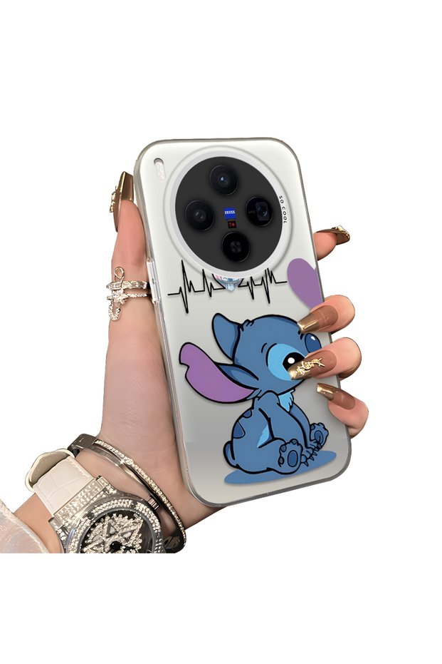 Vivo X300 Compatible Hard Acrylic Back Silicone Edge Lens Protection Case Stitch Patterned