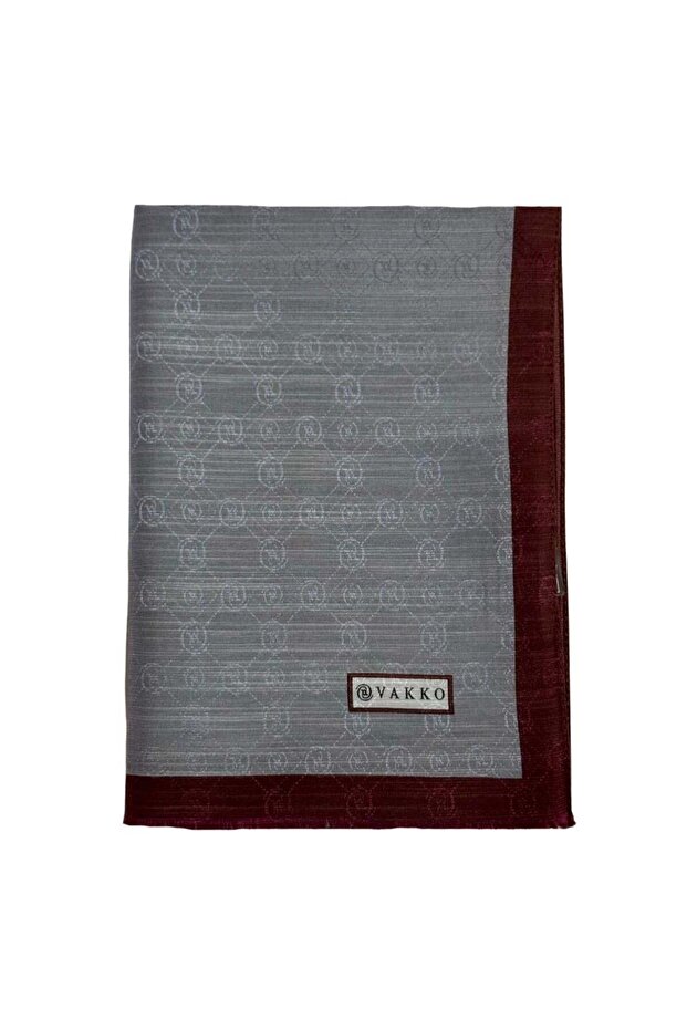 Cotton Silk Monogram Shawl 44225-Grey