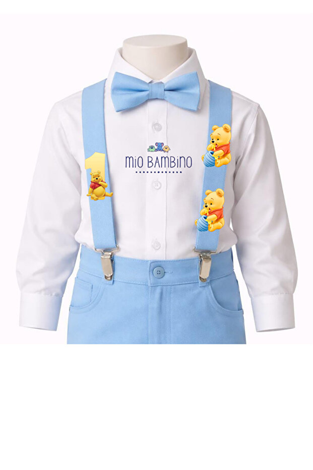 Winnie the Pooh Concept Suspender Bow Tie 1 Year Old Special Day Birthday Trouser Suspender