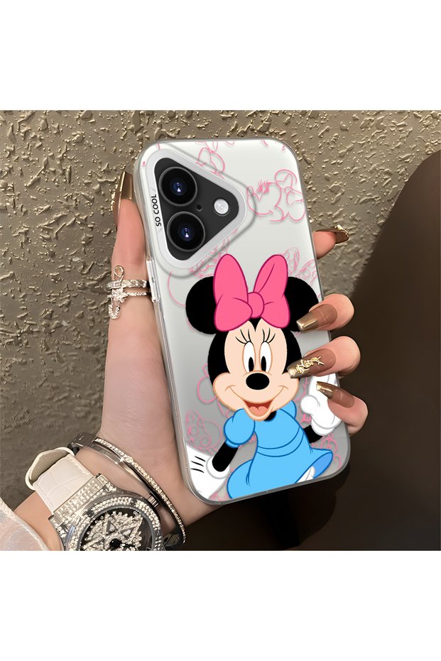 Stylish Minnie Mouse Patterned Shockproof Phone Case Compatible with iPhone 16