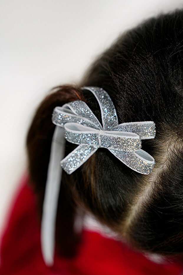Silver Velvet Glittery Girl's Clip Buckle 2 Pieces | April 23 | October 29Th