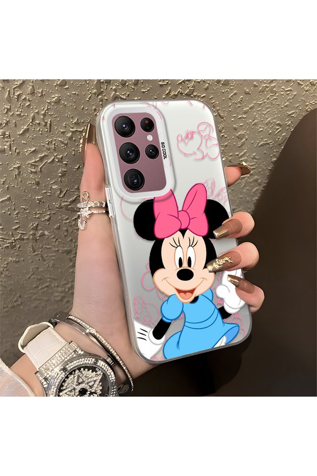 Samsung Galaxy S22 Ultra Compatible Stylish Minnie Mouse Patterned Shockproof Phone Case