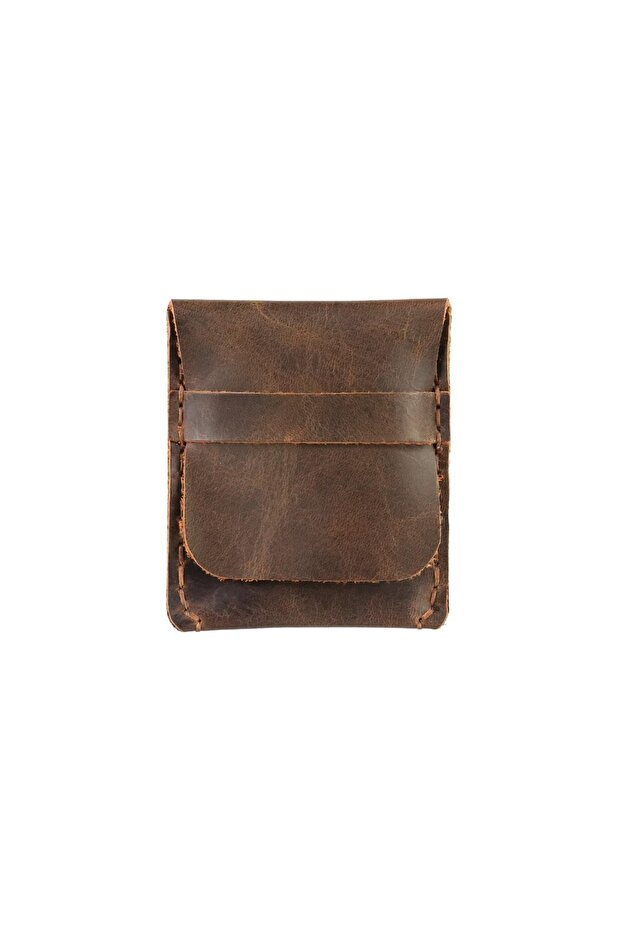 Crazy Leather Card Holder – Genuine Oiled Leather Leather, Rustic Look, Handmade – for Daily and Travel Use