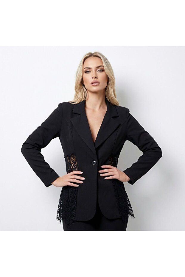 Drapey jacket with lace inserts - 1