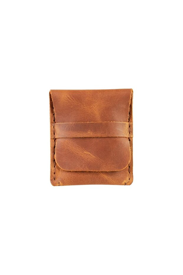 Crazy Leather Card Holder – Genuine Oiled Leather Leather, Rustic Look, Handmade – for Daily and Travel Use