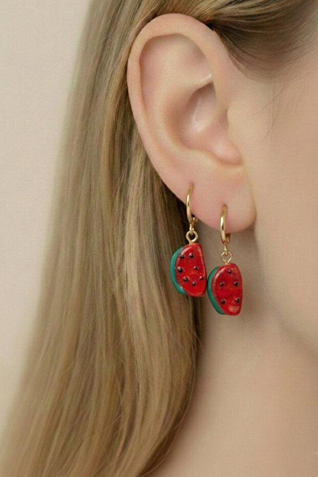 Murano Handmade Glass Watermelon Earrings