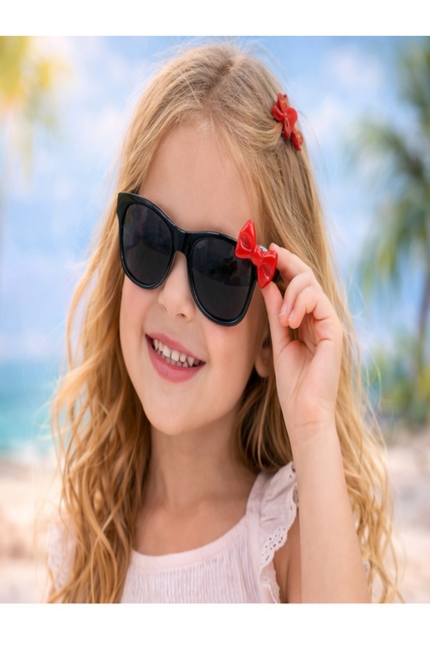 Children's Sunglasses with Rabbit Ear Detail Model 5233 Black