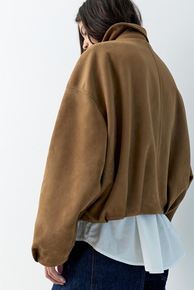 Suni süet bomber ceket - 5