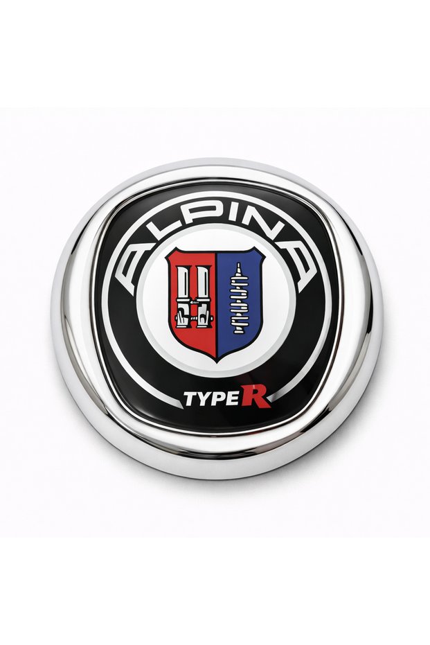Alpina Type R 8X8 cm 3D Metal Car Emblem Chrome Framed Grille Trunk Badge Universal Logo