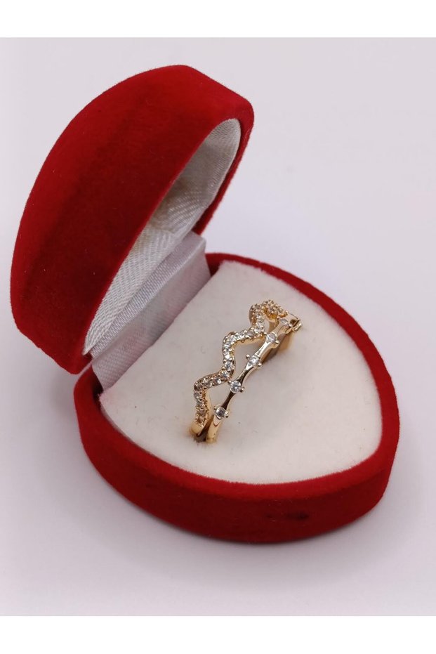 Gold, Wave-Cut Crown Model, Zircon Stone Steel Ring