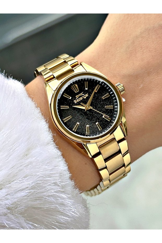 Special Design Steel Cord Black-Gold Color Women Wrist Watch 2533Mr
