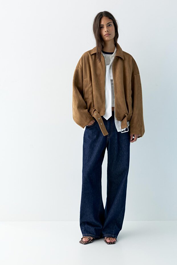 Suni süet bomber ceket - 3