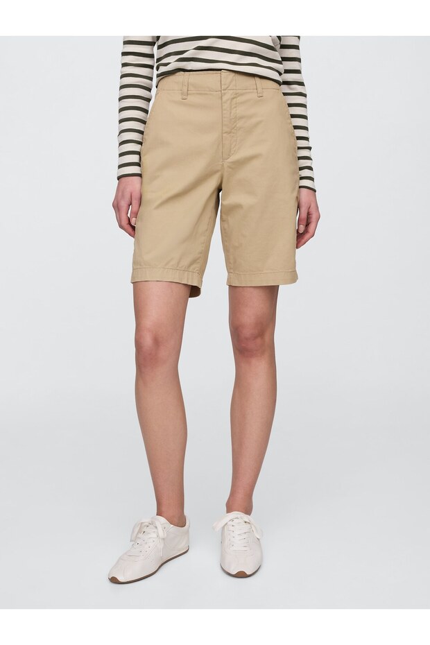 Kadın Açık Kahverengi 9" Downtown Bermuda Şortlar - 7