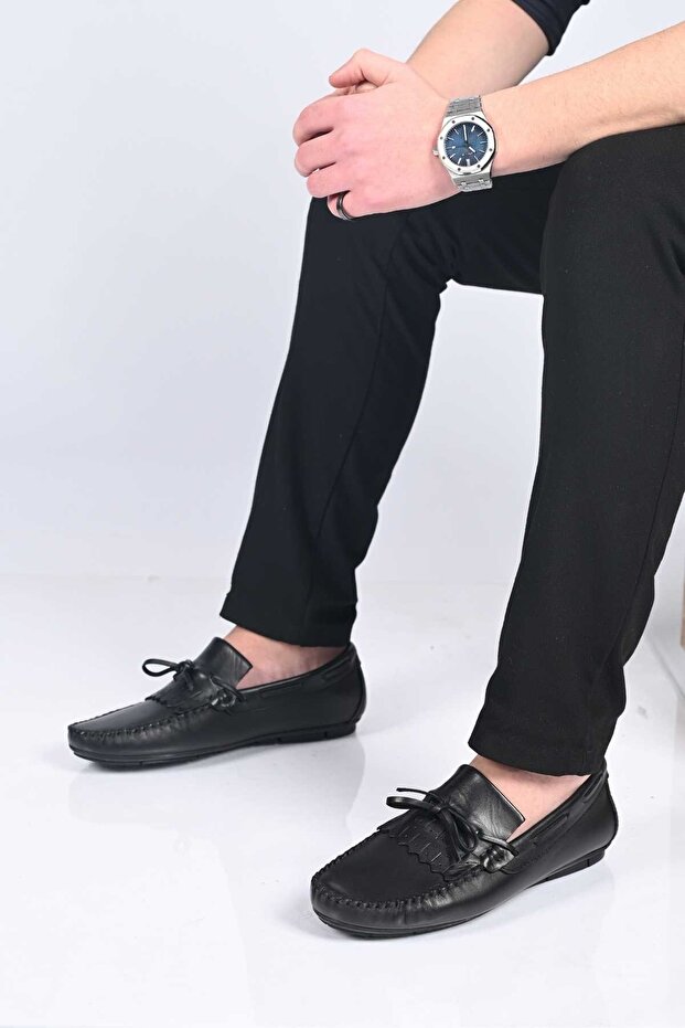 Laceless Bowknot Polyurethane Sole Genuine Leather Loafers 028-2060-26Y Men's Shoes