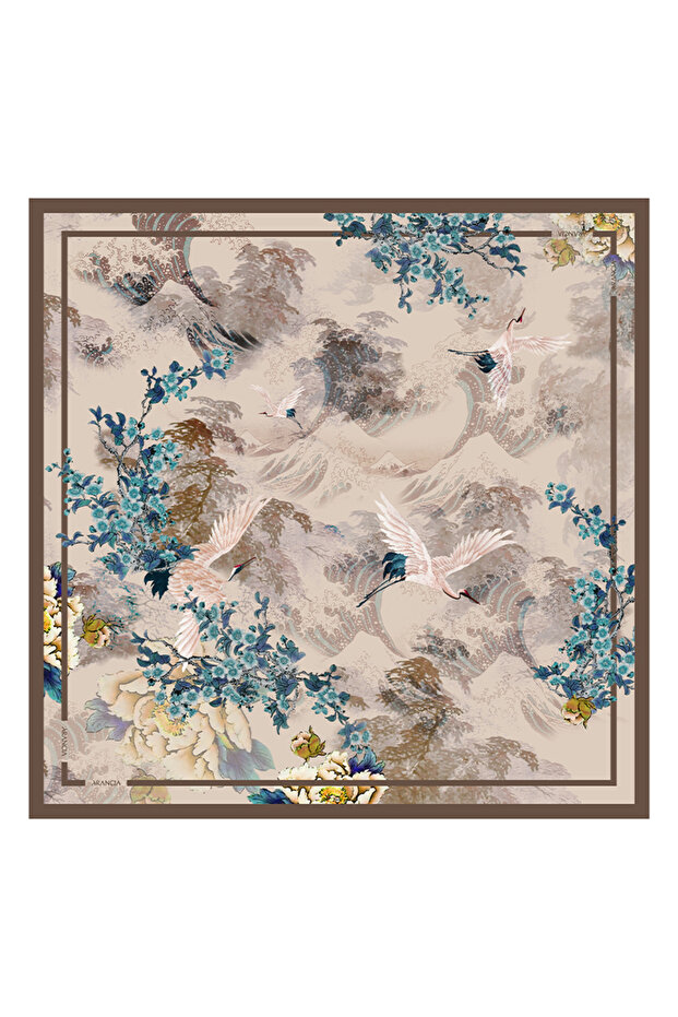 وشاح بني 90X90 نقي الملمس