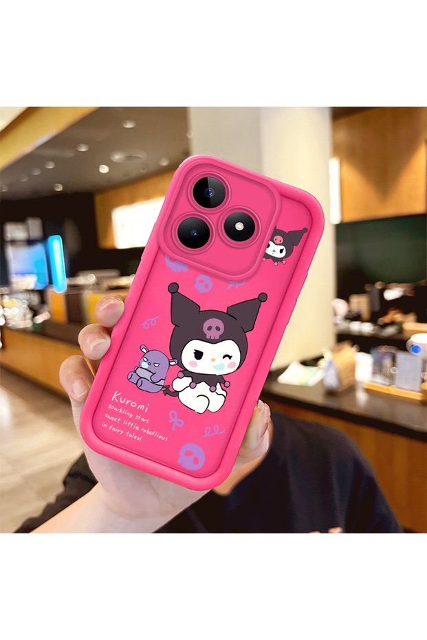 Realme Note 50 Compatible Silicone Shockproof Rose Red Phone Case Kuromi Pattern