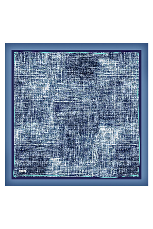 وشاح حريري أزرق مقاس 90×90