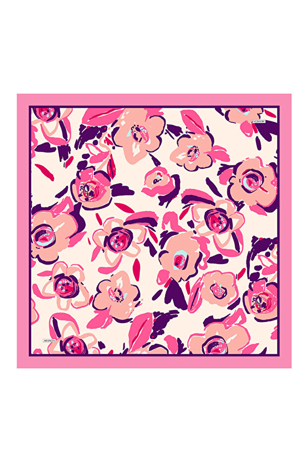 وشاح وردي اللون 90X90 نقي الملمس