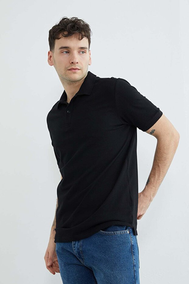 Basic Polo Yaka Pike Tişört - 5