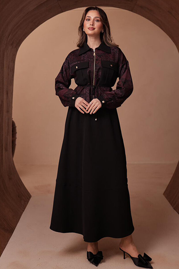 Patterned Jacket Set N2713 Plum - 1