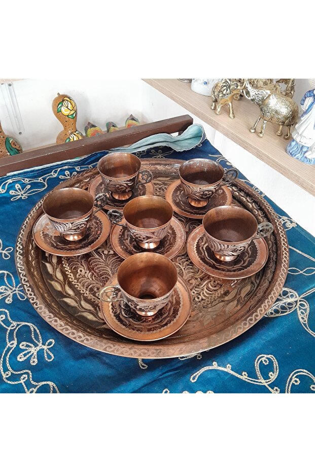 Antique Copper Tray Set