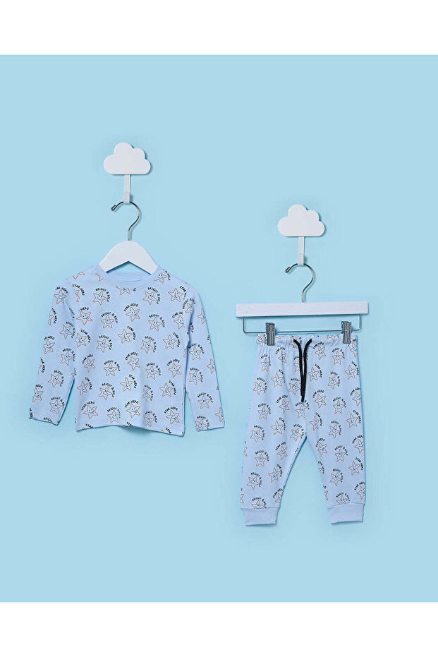 Infant Boys Blue Star Allover Print Pyjama Set