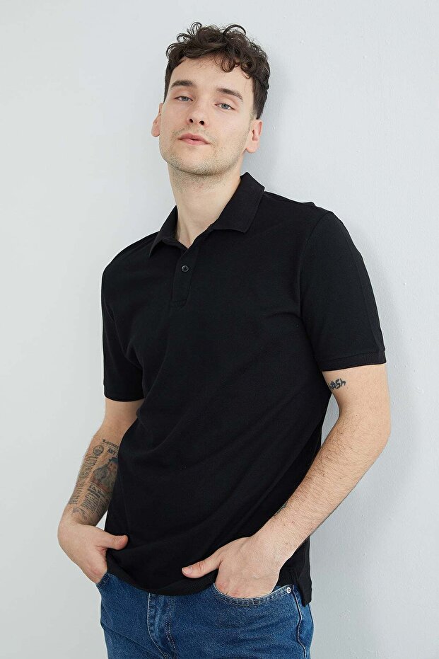 Basic Polo Yaka Pike Tişört - 7