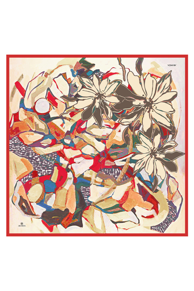 وشاح حريري أحمر مقاس 90×90