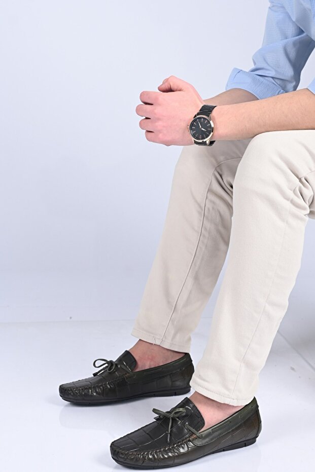 Laceless Bowknot Polyurethane Sole Genuine Leather Loafers 028-2068-26Y Men's Shoes