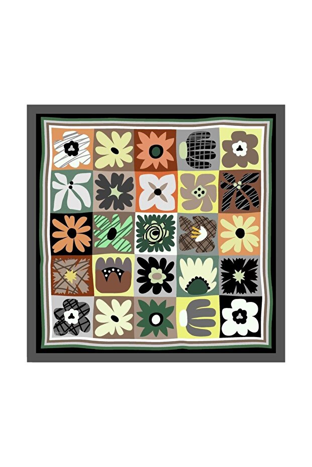 Floral Print Twill Scarf