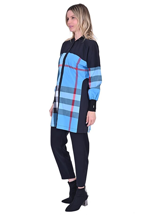 Patterned Viscose Shirt - Blue - 2