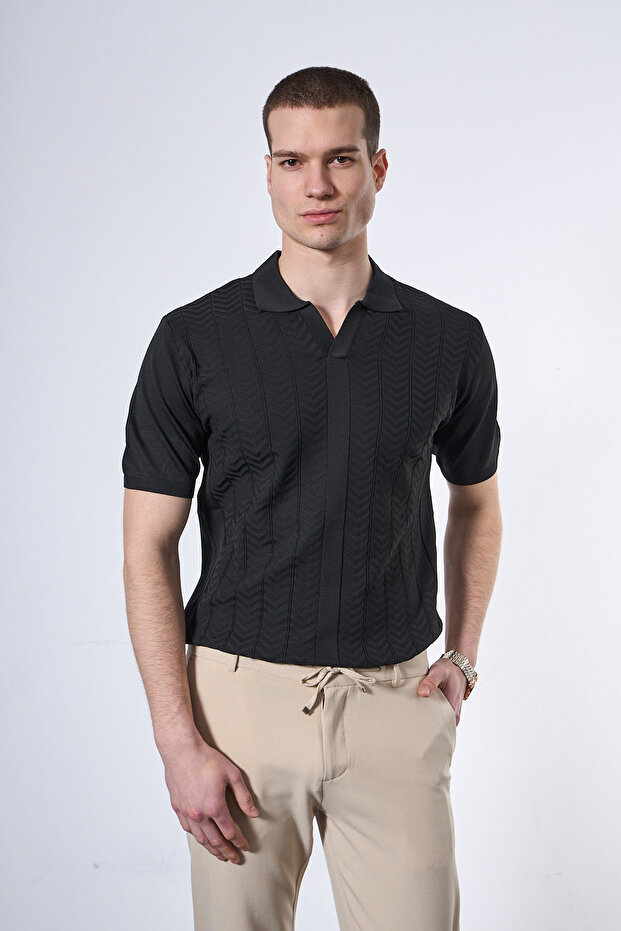 Regular Fit Patterned Knitwear Polo T-Shirt