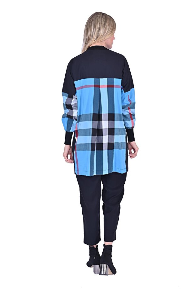 Patterned Viscose Shirt - Blue - 3