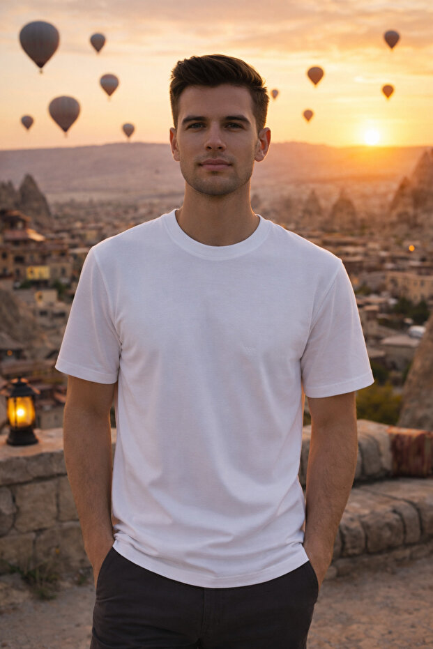 Ανδρικό μπλουζάκι Trend Crew Neck Basic Λευκό - 1