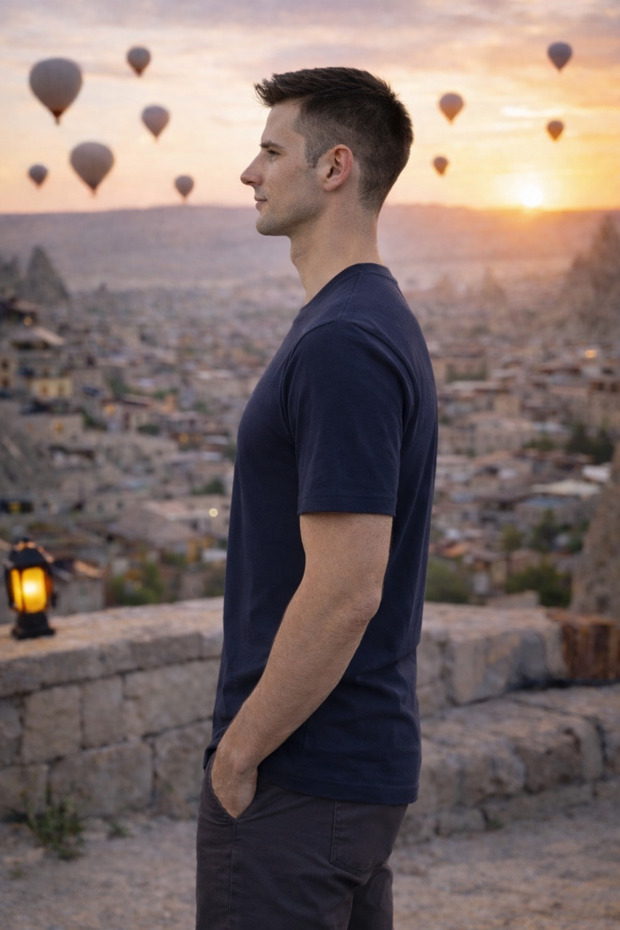 Ανδρικό μπλουζάκι Trend Crew Neck Basic Navy Blue - 3