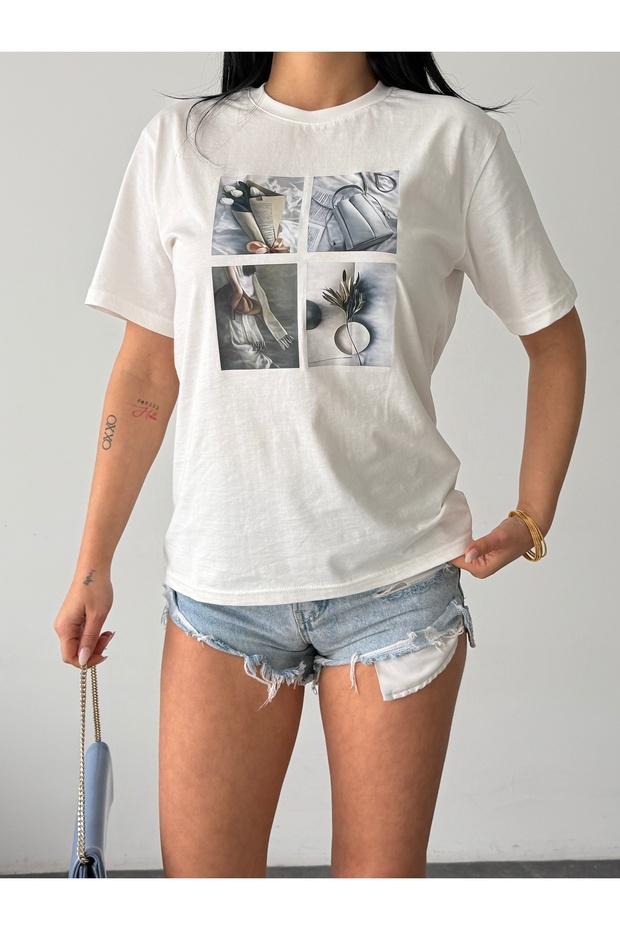 BASKILI OVERSİZE TİŞÖRT - 4