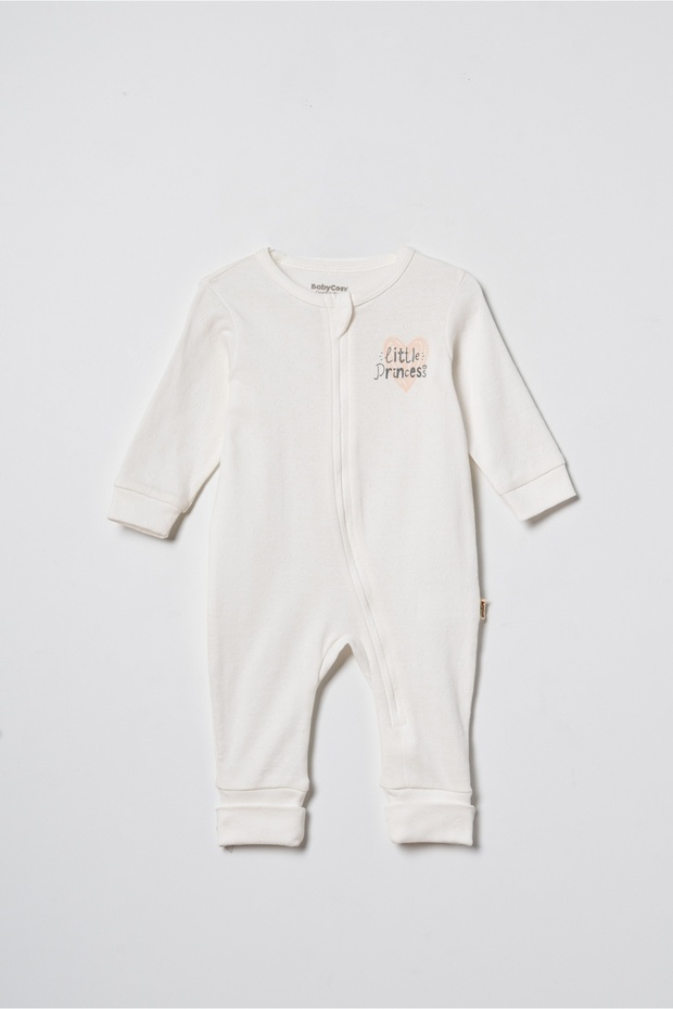 100% Organic Cotton ,Baby Girl Romper Rib Knit – Little Princess Printed – Newborn and Baby Series