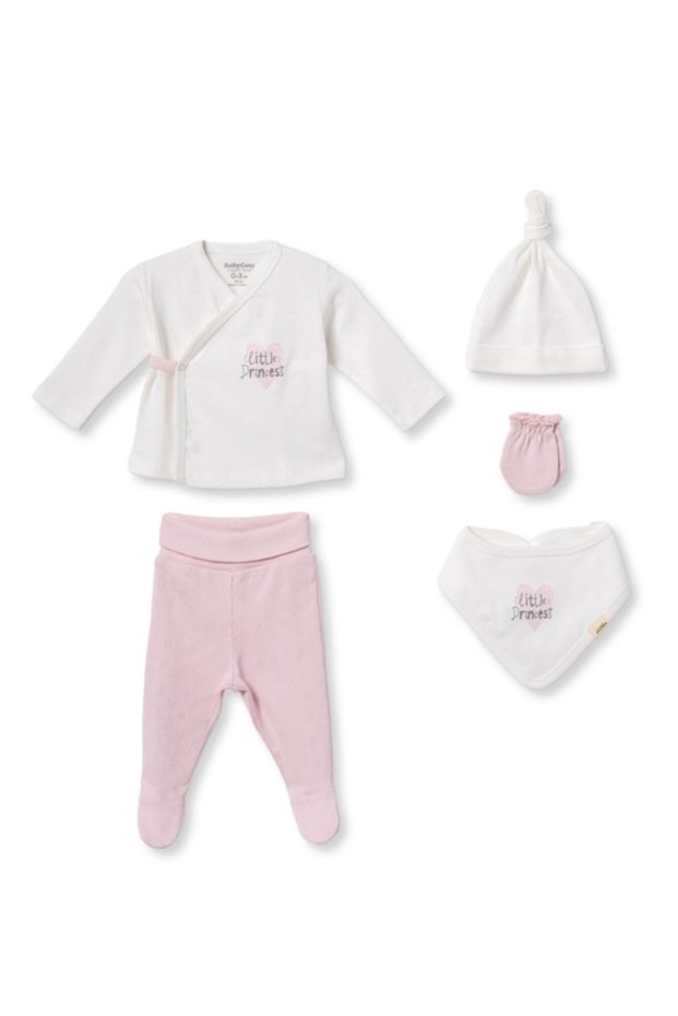 100% Organic Cotton Piece Hospital Discharge Set, Baby Girl – Newborn Little Princess Baby Set