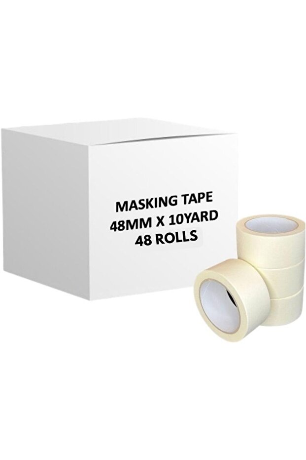 Masking Tape - 48 Rolls | 48mm x 10 Yards Durable Multi-Purpose Tape for Painting, Crafting, Labelin