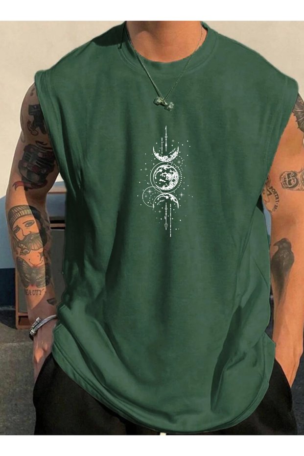 Mystic Sky Ba Printed Without Ols Men's Zero Sleeve Clothing Sports Wear Ov Oversized Shirt