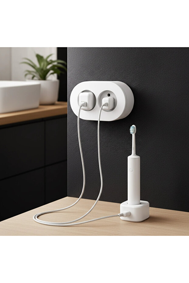 مقبس حائط أبيض مزدوج التأريض مثبت على السطح - حل كهربائي زخرفي - 2