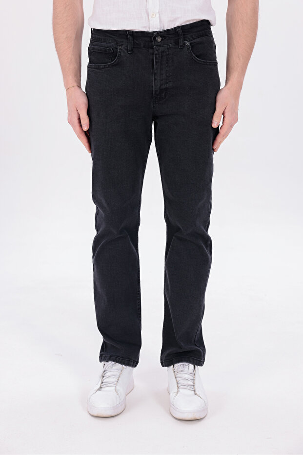 Men's Black Comfortable Regular Fit Daily Jeans Straight Leg Stretchy Denim