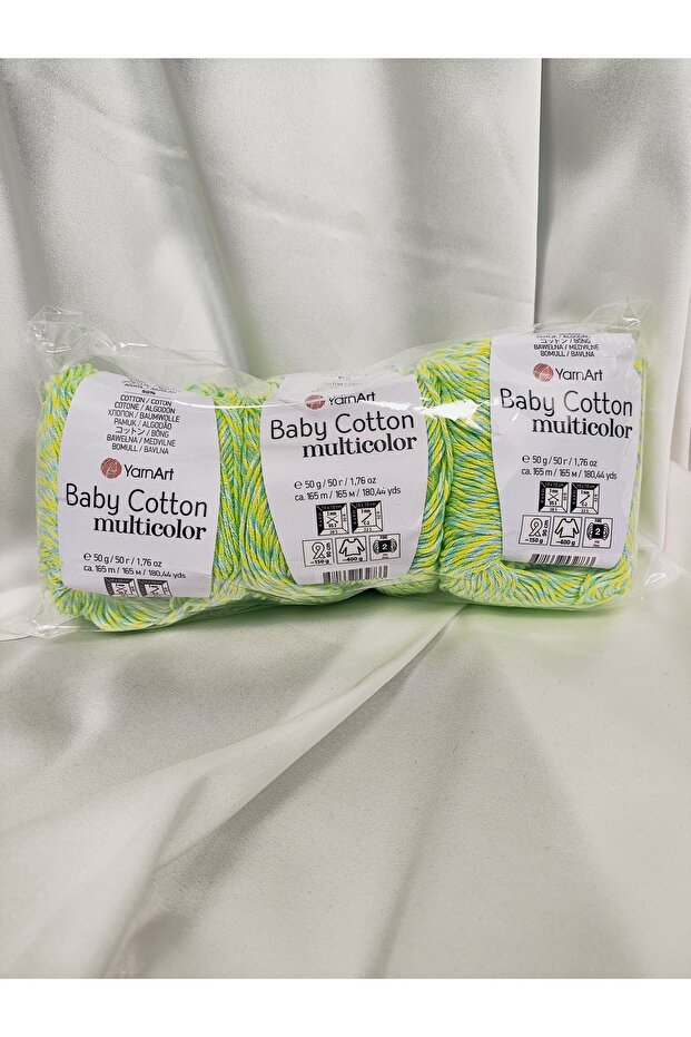 Baby Cotton Multicolor Hand Knitting Yarn (3 Pieces) - 5206