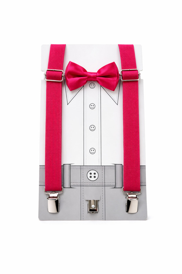 23 April Show Outfit - Suspender Bow Tie Set Red