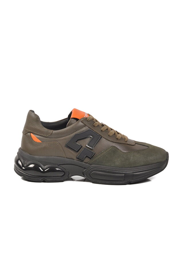 Khaki Nubuck Genuine Leather Men's Casual Shoes